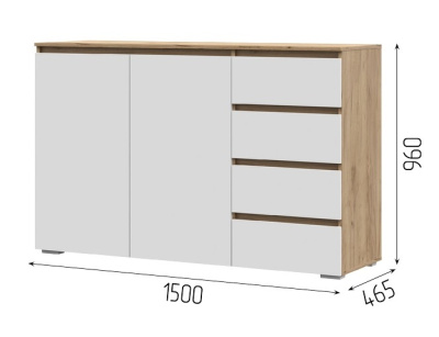 Комод Хелен 4 ящиков КМ 06 (Крафт золотой/Белый)