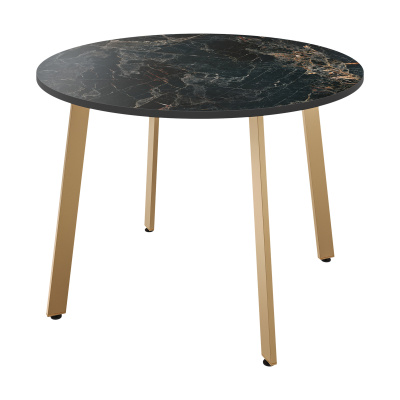 Стол обеденный Луна-2 (Золото/Пластик Мрамор марквина черный) 