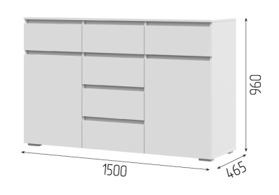 Комод Хелен 6 ящиков КМ 05 (Шагрень белый)