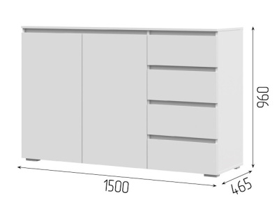 Комод Хелен 4 ящиков КМ 06 (Шагрень белый)
