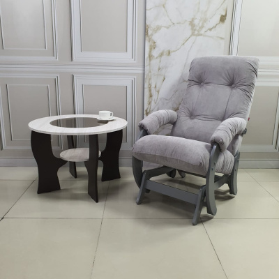 Кресло-маятник Неаполь Модель 12 (Серый ясень-эмаль/Ткань серый Verona Light Grey)