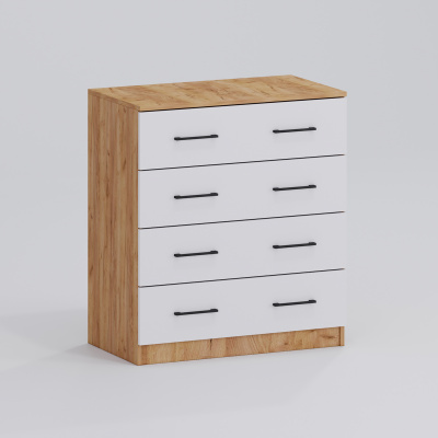 Комод 4ящ (Дуб крафт золотой/Белый)